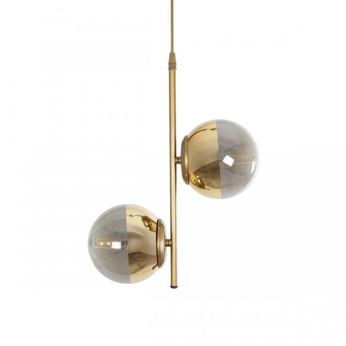 GLOBOSTAR® CITY 202-0044 Μοντέρνο Κρεμαστό Φωτιστικό Οροφής με Ντουί 2 x E27 AC 220-240V IP20 - Χρυσό & Διάφανο - Μ35 x Π16 x Υ42cm