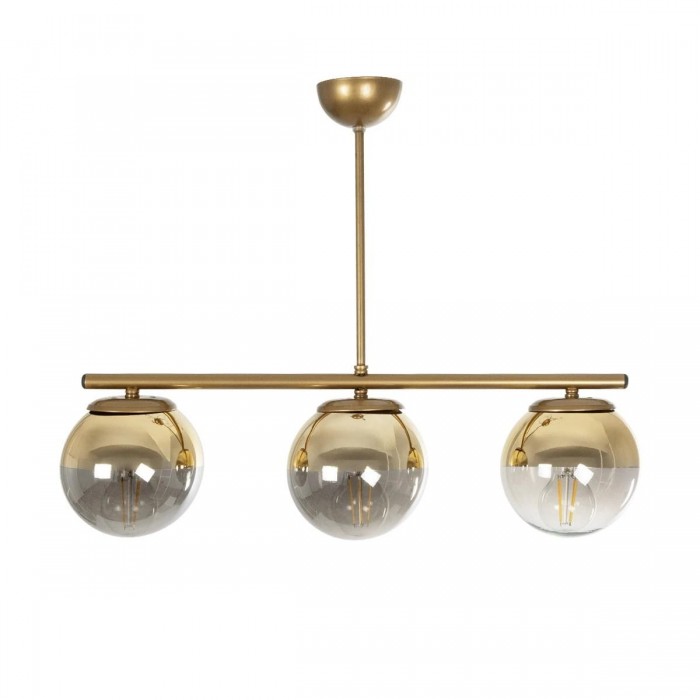 GLOBOSTAR® CITY 202-0045 Μοντέρνο Φωτιστικό Οροφής με Ντουί 3 x E27 AC 220-240V IP20 - Διάφανο & Χρυσό - Μ55 x Π15 x Υ43cm