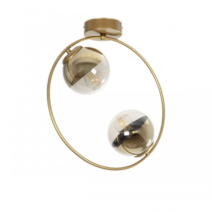 GLOBOSTAR® CITY 202-0046 Μοντέρνο Φωτιστικό Οροφής με Ντουί 2 x E27 AC 220-240V IP20 - Διάφανο & Χρυσό - Μ45 x Π15 x Υ55cm