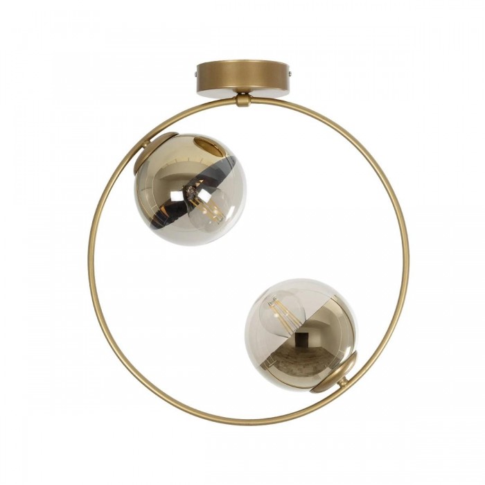 GLOBOSTAR® CITY 202-0046 Μοντέρνο Φωτιστικό Οροφής με Ντουί 2 x E27 AC 220-240V IP20 - Διάφανο & Χρυσό - Μ45 x Π15 x Υ55cm