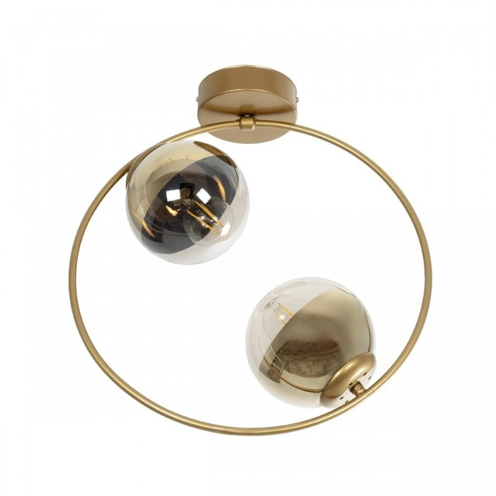 GLOBOSTAR® CITY 202-0046 Μοντέρνο Φωτιστικό Οροφής με Ντουί 2 x E27 AC 220-240V IP20 - Διάφανο & Χρυσό - Μ45 x Π15 x Υ55cm