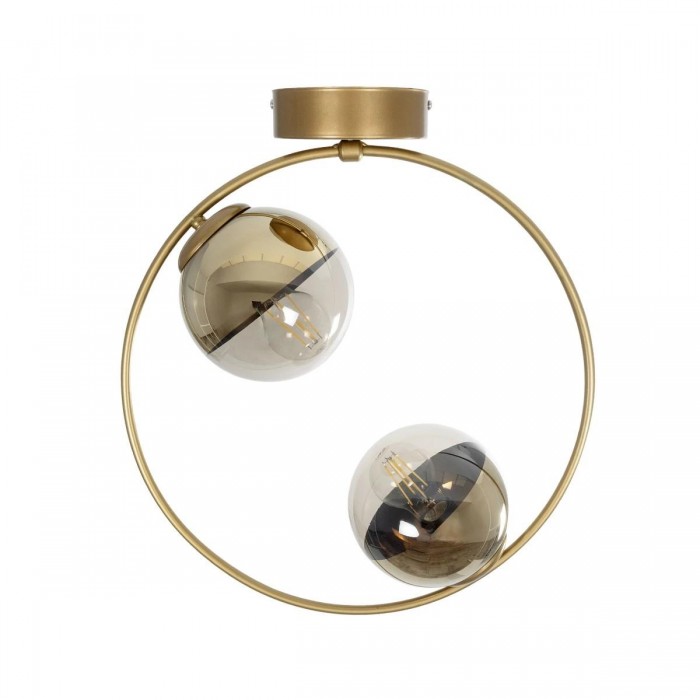 GLOBOSTAR® CITY 202-0046 Μοντέρνο Φωτιστικό Οροφής με Ντουί 2 x E27 AC 220-240V IP20 - Διάφανο & Χρυσό - Μ45 x Π15 x Υ55cm