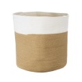 GloboStar® Artificial Garden PALAWAN 20201 Διακοσμητικό Πλεκτό Καλάθι - Κασπώ Γλάστρα - Flower Pot Μπεζ με Λευκό Π35cm x Υ38cm GloboStar® Artificial Garden PALAWAN 20201 Διακοσμητικό Πλεκτό Καλάθι - Κασπώ Γλάστρα - Flower Pot Μπεζ με Λευκό Π35cm x Υ38cm