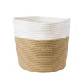 GloboStar® Artificial Garden PALAWAN 20203 Διακοσμητικό Πλεκτό Καλάθι - Κασπώ Γλάστρα - Flower Pot Μπεζ με Λευκό Π25cm x Υ25cm GloboStar® Artificial Garden PALAWAN 20203 Διακοσμητικό Πλεκτό Καλάθι - Κασπώ Γλάστρα - Flower Pot Μπεζ με Λευκό Π25cm x Υ25cm