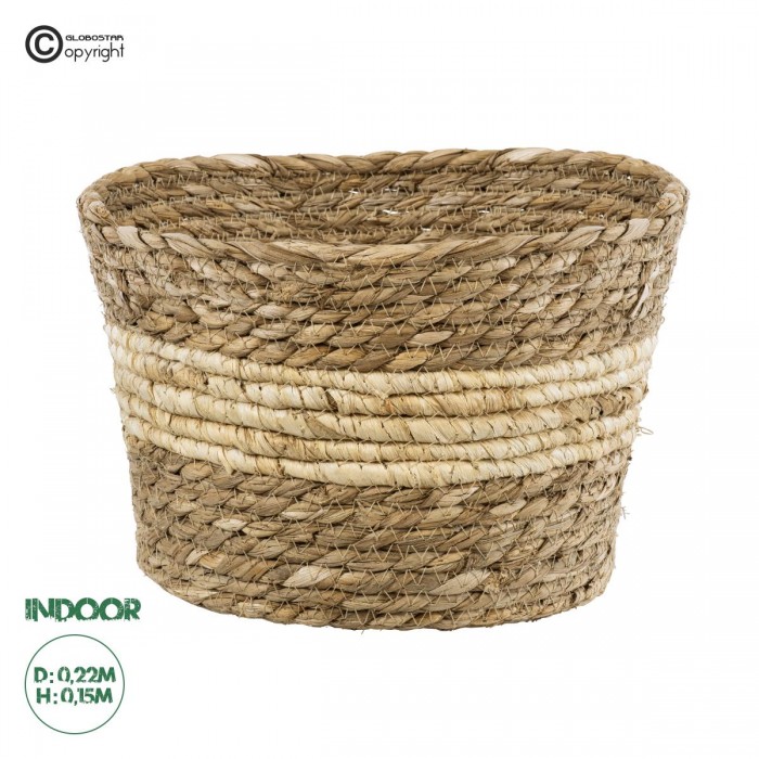 GloboStar® Artificial Garden KYTHIRA 20273 Διακοσμητικό Πλεκτό Καλάθι - Κασπώ Γλάστρα - Flower Pot Μπεζ με Λευκό Φ22cm x Υ15cm GloboStar® Artificial Garden KYTHIRA 20273 Διακοσμητικό Πλεκτό Καλάθι - Κασπώ Γλάστρα - Flower Pot Μπεζ με Λευκό Φ22cm x Υ15cm