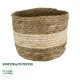 GloboStar® Artificial Garden KYTHIRA 20274 Διακοσμητικό Πλεκτό Καλάθι - Κασπώ Γλάστρα - Flower Pot Καφέ με Μπεζ Φ25 x Υ18cm