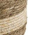GloboStar® Artificial Garden KYTHIRA 20274 Διακοσμητικό Πλεκτό Καλάθι - Κασπώ Γλάστρα - Flower Pot Καφέ με Μπεζ Φ25 x Υ18cm