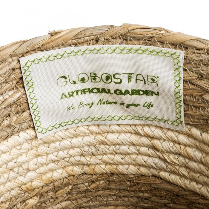 GloboStar® Artificial Garden KYTHIRA 20274 Διακοσμητικό Πλεκτό Καλάθι - Κασπώ Γλάστρα - Flower Pot Καφέ με Μπεζ Φ25 x Υ18cm