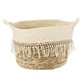 GloboStar® Artificial Garden MYKONOS 20279 Διακοσμητικό Πλεκτό Καλάθι - Κασπώ Γλάστρα - Flower Pot Μπεζ με Μακραμέ Φ22cm x Υ15cm GloboStar® Artificial Garden MYKONOS 20279 Διακοσμητικό Πλεκτό Καλάθι - Κασπώ Γλάστρα - Flower Pot Μπεζ με Μακραμέ Φ22cm x Υ15cm