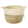 GloboStar® Artificial Garden MYKONOS 20280 Διακοσμητικό Πλεκτό Καλάθι - Κασπώ Γλάστρα - Flower Pot Μπεζ με Μακραμέ Φ25cm x Υ19cm GloboStar® Artificial Garden MYKONOS 20280 Διακοσμητικό Πλεκτό Καλάθι - Κασπώ Γλάστρα - Flower Pot Μπεζ με Μακραμέ Φ25cm x Υ19cm
