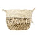 GloboStar® Artificial Garden MYKONOS 20280 Διακοσμητικό Πλεκτό Καλάθι - Κασπώ Γλάστρα - Flower Pot Μπεζ με Μακραμέ Φ25cm x Υ19cm GloboStar® Artificial Garden MYKONOS 20280 Διακοσμητικό Πλεκτό Καλάθι - Κασπώ Γλάστρα - Flower Pot Μπεζ με Μακραμέ Φ25cm x Υ19cm