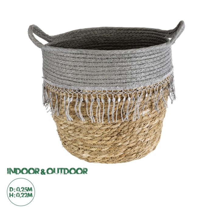 GloboStar® Artificial Garden SYROS 20282 Διακοσμητικό Πλεκτό Καλάθι - Κασπώ Γλάστρα - Flower Pot Μπεζ με Γκρι Φ25 x Υ22cm GloboStar® Artificial Garden SYROS 20282 Διακοσμητικό Πλεκτό Καλάθι - Κασπώ Γλάστρα - Flower Pot Μπεζ με Γκρι Φ25 x Υ22cm