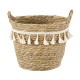 GloboStar® Artificial Garden SANTORINI 20284 Διακοσμητικό Πλεκτό Καλάθι - Κασπώ Γλάστρα - Flower Pot Μπεζ με Μακραμέ Φ20cm x Υ20cm