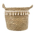 GloboStar® Artificial Garden SANTORINI 20286 Διακοσμητικό Πλεκτό Καλάθι - Κασπώ Γλάστρα - Flower Pot Μπεζ με Μακραμέ Φ31cm x Υ29cm GloboStar® Artificial Garden SANTORINI 20286 Διακοσμητικό Πλεκτό Καλάθι - Κασπώ Γλάστρα - Flower Pot Μπεζ με Μακραμέ Φ31cm x Υ29cm