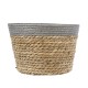 GloboStar® Artificial Garden ANTIPAROS 20289 Διακοσμητικό Πλεκτό Καλάθι - Κασπώ Γλάστρα - Flower Pot Μπεζ με Γκρι Φ22cm x Υ15cm