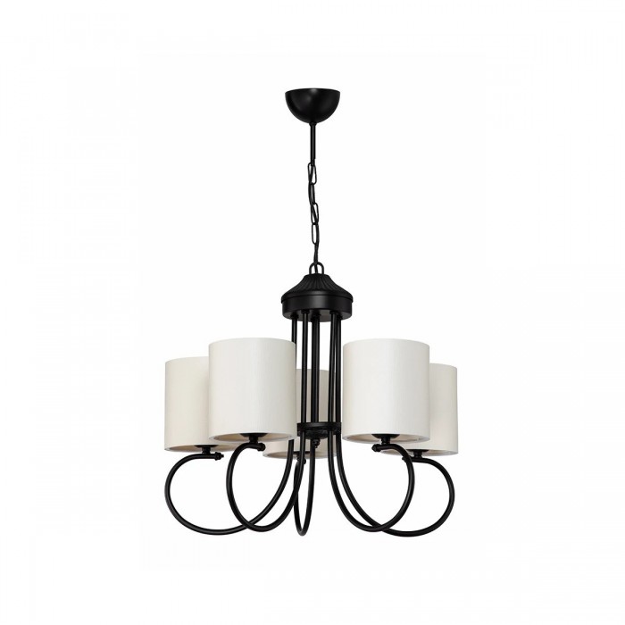 GLOBOSTAR® TRITON 203-0253 Vintage Κρεμαστό Φωτιστικό Οροφής με Ντουί 5 x E27 AC 220-240V IP20 - Μαύρο & Μπεζ - Μ50 x Π50 x Υ48cm