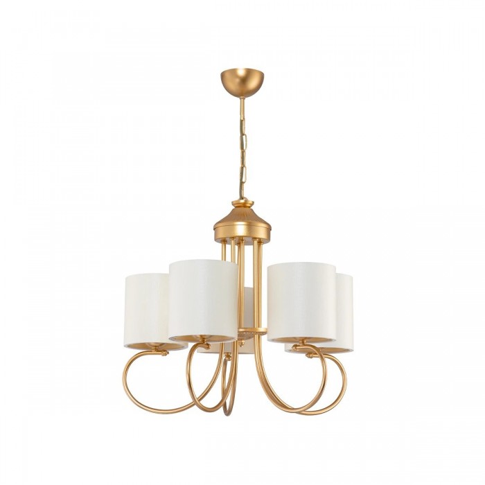 GLOBOSTAR® TRITON 203-0254 Vintage Κρεμαστό Φωτιστικό Οροφής με Ντουί 5 x E27 AC 220-240V IP20 - Χρυσό & Μπεζ - Μ50 x Π50 x Υ48cm