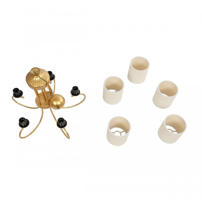 GLOBOSTAR® TRITON 203-0254 Vintage Κρεμαστό Φωτιστικό Οροφής με Ντουί 5 x E27 AC 220-240V IP20 - Χρυσό & Μπεζ - Μ50 x Π50 x Υ48cm GLOBOSTAR® TRITON 203-0254 Vintage Κρεμαστό Φωτιστικό Οροφής με Ντουί 5 x E27 AC 220-240V IP20 - Χρυσό & Μπεζ - Μ50 x Π50 x Υ48cm