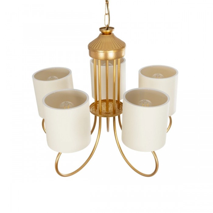 GLOBOSTAR® TRITON 203-0254 Vintage Κρεμαστό Φωτιστικό Οροφής με Ντουί 5 x E27 AC 220-240V IP20 - Χρυσό & Μπεζ - Μ50 x Π50 x Υ48cm GLOBOSTAR® TRITON 203-0254 Vintage Κρεμαστό Φωτιστικό Οροφής με Ντουί 5 x E27 AC 220-240V IP20 - Χρυσό & Μπεζ - Μ50 x Π50 x Υ48cm