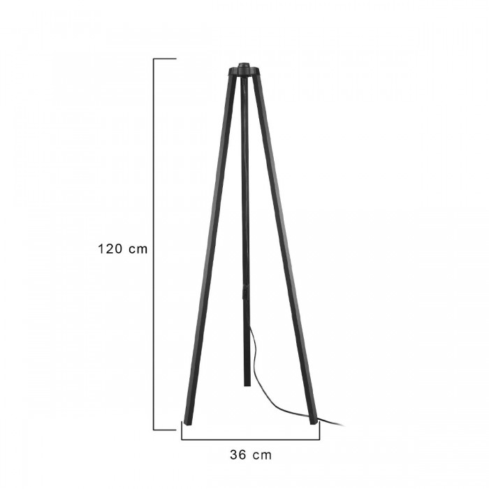 GLOBOSTAR® TRIPOD 203-0258 Μοντέρνο Επιδαπέδιο Φωτιστικό με Ντουί 1 x E27 AC 220-240V IP20 - Μαύρο - Μ38 x Π38 x Υ120cm