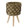 GloboStar® Artificial Garden SAMOS 20303 Διακοσμητικό Πλεκτό Καλάθι - Κασπώ Γλάστρα - Flower Pot Μπεζ με Καφέ Φ22cm x Υ34cm GloboStar® Artificial Garden SAMOS 20303 Διακοσμητικό Πλεκτό Καλάθι - Κασπώ Γλάστρα - Flower Pot Μπεζ με Καφέ Φ22cm x Υ34cm