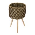 GloboStar® Artificial Garden SAMOS 20304 Διακοσμητικό Πλεκτό Καλάθι - Κασπώ Γλάστρα - Flower Pot Μπεζ με Καφέ Φ27cm x Υ45cm GloboStar® Artificial Garden SAMOS 20304 Διακοσμητικό Πλεκτό Καλάθι - Κασπώ Γλάστρα - Flower Pot Μπεζ με Καφέ Φ27cm x Υ45cm