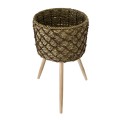 GloboStar® Artificial Garden SAMOS 20305 Διακοσμητικό Πλεκτό Καλάθι - Κασπώ Γλάστρα - Flower Pot Μπεζ με Καφέ Φ32cm x Υ58cm GloboStar® Artificial Garden SAMOS 20305 Διακοσμητικό Πλεκτό Καλάθι - Κασπώ Γλάστρα - Flower Pot Μπεζ με Καφέ Φ32cm x Υ58cm