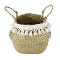 GloboStar® Artificial Garden MILOS 20306 Διακοσμητικό Ψάθινο Καλάθι - Κασπώ Γλάστρα - Flower Pot Μπεζ με Μακραμέ Φ17cm x Υ23cm GloboStar® Artificial Garden MILOS 20306 Διακοσμητικό Ψάθινο Καλάθι - Κασπώ Γλάστρα - Flower Pot Μπεζ με Μακραμέ Φ17cm x Υ23cm