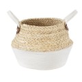 GloboStar® Artificial Garden KIMOLOS 20311 Διακοσμητικό Πλεκτό Καλάθι - Κασπώ Γλάστρα - Flower Pot Μπεζ με Λευκό Φ29cm x Υ30cm GloboStar® Artificial Garden KIMOLOS 20311 Διακοσμητικό Πλεκτό Καλάθι - Κασπώ Γλάστρα - Flower Pot Μπεζ με Λευκό Φ29cm x Υ30cm