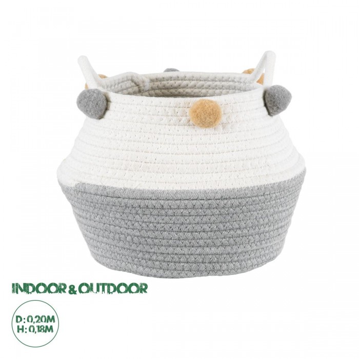 GloboStar® Artificial Garden KYTHNOS 20312 Διακοσμητικό Πλεκτό Καλάθι - Κασπώ Γλάστρα - Flower Pot Γκρι με Λευκό Φ20cm x Υ18cm GloboStar® Artificial Garden KYTHNOS 20312 Διακοσμητικό Πλεκτό Καλάθι - Κασπώ Γλάστρα - Flower Pot Γκρι με Λευκό Φ20cm x Υ18cm