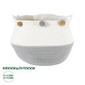 GloboStar® Artificial Garden KYTHNOS 20313 Διακοσμητικό Πλεκτό Καλάθι - Κασπώ Γλάστρα - Flower Pot Γκρι με Λευκό Φ25cm x Υ24cm