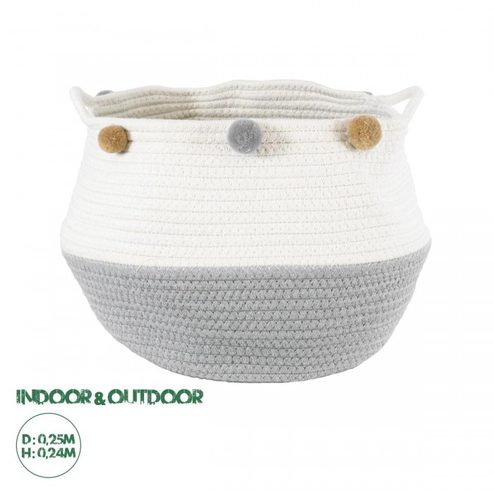 GloboStar® Artificial Garden KYTHNOS 20313 Διακοσμητικό Πλεκτό Καλάθι - Κασπώ Γλάστρα - Flower Pot Γκρι με Λευκό Φ25cm x Υ24cm GloboStar® Artificial Garden KYTHNOS 20313 Διακοσμητικό Πλεκτό Καλάθι - Κασπώ Γλάστρα - Flower Pot Γκρι με Λευκό Φ25cm x Υ24cm