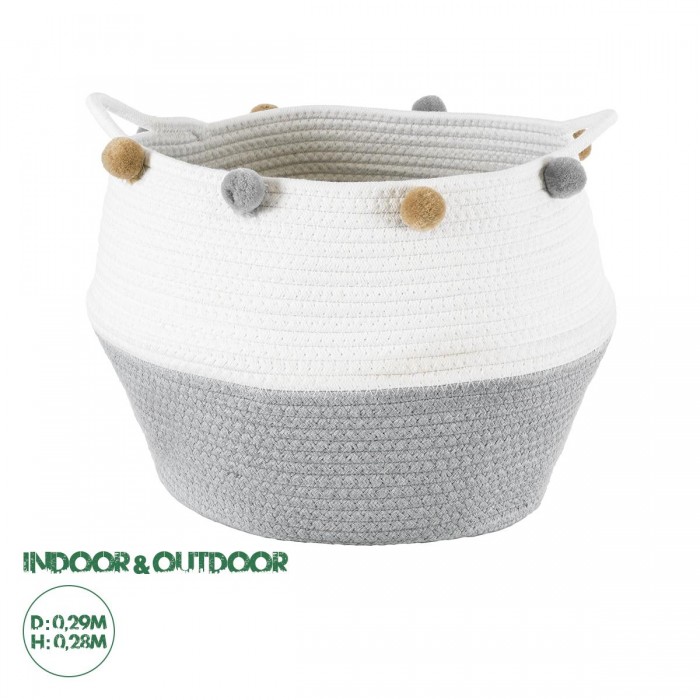 GloboStar® Artificial Garden KYTHNOS 20314 Διακοσμητικό Πλεκτό Καλάθι - Κασπώ Γλάστρα - Flower Pot Γκρι με Λευκό Φ29cm x Υ28cm GloboStar® Artificial Garden KYTHNOS 20314 Διακοσμητικό Πλεκτό Καλάθι - Κασπώ Γλάστρα - Flower Pot Γκρι με Λευκό Φ29cm x Υ28cm