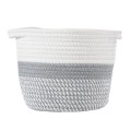 GloboStar® Artificial Garden POSITANO 20318 Διακοσμητικό Πλεκτό Καλάθι - Κασπώ Γλάστρα - Flower Pot Γκρι με Λευκό Φ20cm x Υ20cm
