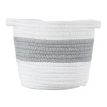 GloboStar® Artificial Garden KEFALONIA 20321 Διακοσμητικό Πλεκτό Καλάθι - Κασπώ Γλάστρα - Flower Pot Γκρι με Λευκό Φ20cm x Υ20cm