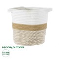 GloboStar® Artificial Garden ITHAKI 20323 Διακοσμητικό Πλεκτό Καλάθι - Κασπώ Γλάστρα - Flower Pot Καφέ με Λευκό Φ20cm x Υ20cm GloboStar® Artificial Garden ITHAKI 20323 Διακοσμητικό Πλεκτό Καλάθι - Κασπώ Γλάστρα - Flower Pot Καφέ με Λευκό Φ20cm x Υ20cm