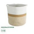 GloboStar® Artificial Garden ITHAKI 20325 Διακοσμητικό Πλεκτό Καλάθι - Κασπώ Γλάστρα - Flower Pot Μπεζ με Λευκό Φ30 x Υ30cm GloboStar® Artificial Garden ITHAKI 20325 Διακοσμητικό Πλεκτό Καλάθι - Κασπώ Γλάστρα - Flower Pot Μπεζ με Λευκό Φ30 x Υ30cm