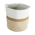 GloboStar® Artificial Garden ITHAKI 20325 Διακοσμητικό Πλεκτό Καλάθι - Κασπώ Γλάστρα - Flower Pot Μπεζ με Λευκό Φ30 x Υ30cm GloboStar® Artificial Garden ITHAKI 20325 Διακοσμητικό Πλεκτό Καλάθι - Κασπώ Γλάστρα - Flower Pot Μπεζ με Λευκό Φ30 x Υ30cm