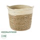 GloboStar® Artificial Garden KALYMNOS 20330 Διακοσμητικό Πλεκτό Καλάθι - Κασπώ Γλάστρα - Flower Pot Μπεζ με Καφέ Φ26cm x Υ27cm