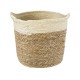 GloboStar® Artificial Garden KALYMNOS 20330 Διακοσμητικό Πλεκτό Καλάθι - Κασπώ Γλάστρα - Flower Pot Μπεζ με Καφέ Φ26cm x Υ27cm