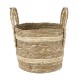 GloboStar® Artificial Garden NAXOS 20333 Διακοσμητικό Πλεκτό Καλάθι - Κασπώ Γλάστρα - Flower Pot Μπεζ με Καφέ Φ30cm x Υ26cm