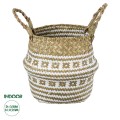 GloboStar® Artificial Garden SYMI 20338 Διακοσμητικό Ψάθινο Καλάθι - Κασπώ Γλάστρα - Flower Pot Μπεζ με Λευκό Φ18cm x Υ20cm GloboStar® Artificial Garden SYMI 20338 Διακοσμητικό Ψάθινο Καλάθι - Κασπώ Γλάστρα - Flower Pot Μπεζ με Λευκό Φ18cm x Υ20cm