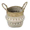 GloboStar® Artificial Garden SYMI 20338 Διακοσμητικό Ψάθινο Καλάθι - Κασπώ Γλάστρα - Flower Pot Μπεζ με Λευκό Φ18cm x Υ20cm GloboStar® Artificial Garden SYMI 20338 Διακοσμητικό Ψάθινο Καλάθι - Κασπώ Γλάστρα - Flower Pot Μπεζ με Λευκό Φ18cm x Υ20cm