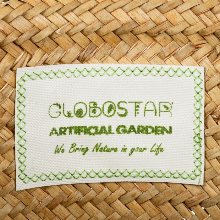 GloboStar® Artificial Garden CECILIA 20344 Διακοσμητικό Ψάθινο Καλάθι - Κασπώ Γλάστρα - Flower Pot Μπεζ Φ30cm x Υ30cm