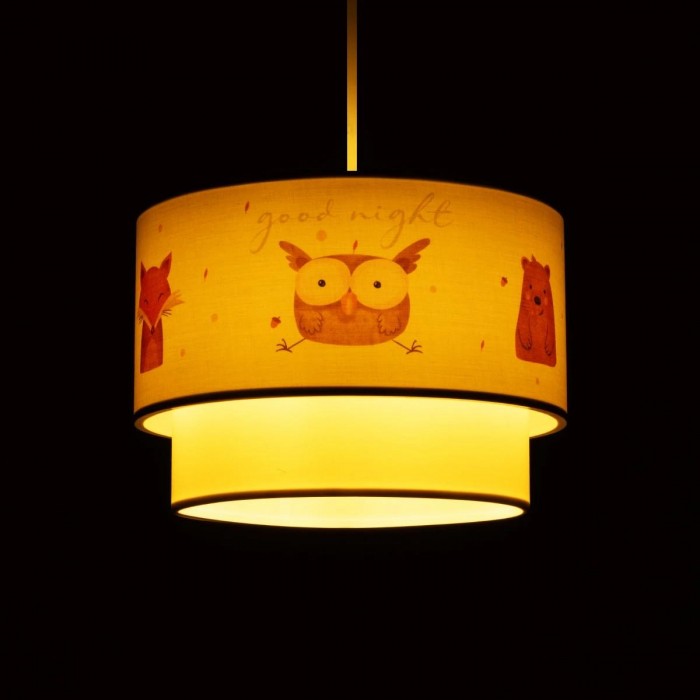 GLOBOSTAR® OWL 204-0001 Παιδικό Κρεμαστό Φωτιστικό Οροφής με Ντουί 1 x E27 AC 220-240V IP20 - Πολύχρωμο - Μ30 x Π30 x Υ24cm