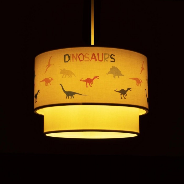 GLOBOSTAR® DINO 204-0006 Παιδικό Κρεμαστό Φωτιστικό Οροφής με Ντουί 1 x E27 AC 220-240V IP20 - Πολύχρωμο - Μ30 x Π30 x Υ24cm