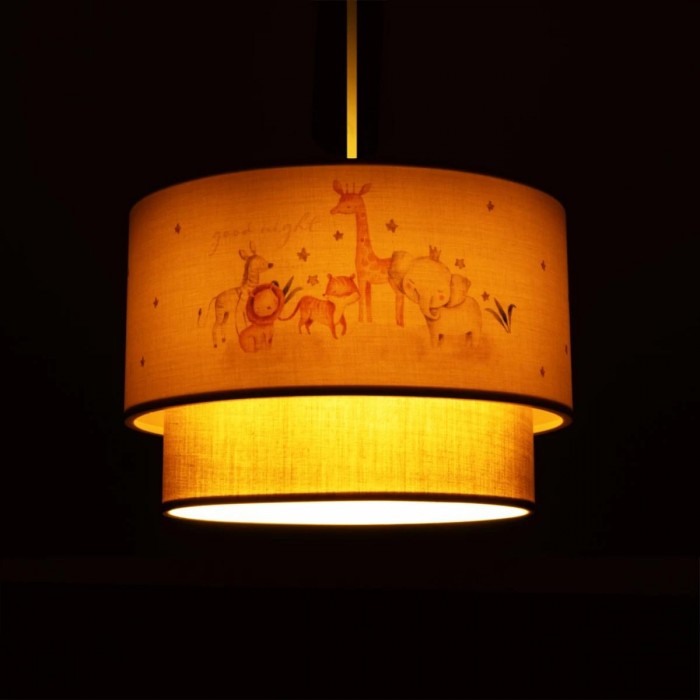 GLOBOSTAR® GIRAFFE 204-0008 Παιδικό Κρεμαστό Φωτιστικό Οροφής με Ντουί 1 x E27 AC 220-240V IP20 - Πολύχρωμο - Μ30 x Π30 x Υ24cm