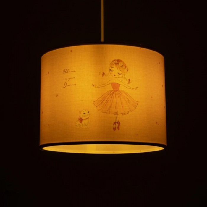 GLOBOSTAR® BALLERINA 204-0015 Παιδικό Κρεμαστό Φωτιστικό Οροφής με Ντουί 1 x E27 AC 220-240V IP20 - Ροζ - Μ28 x Π28 x Υ24cm