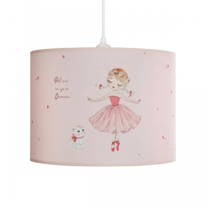 GLOBOSTAR® BALLERINA 204-0015 Παιδικό Κρεμαστό Φωτιστικό Οροφής με Ντουί 1 x E27 AC 220-240V IP20 - Ροζ - Μ28 x Π28 x Υ24cm