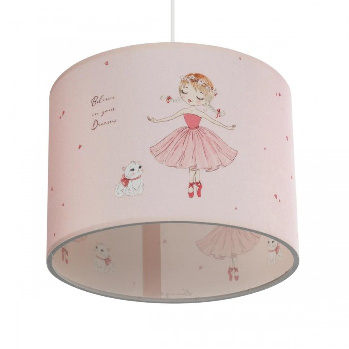 GLOBOSTAR® BALLERINA 204-0015 Παιδικό Κρεμαστό Φωτιστικό Οροφής με Ντουί 1 x E27 AC 220-240V IP20 - Ροζ - Μ28 x Π28 x Υ24cm